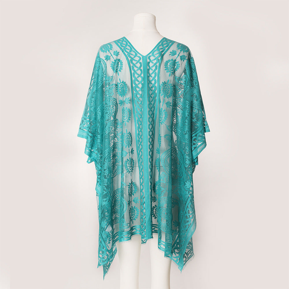 Pattern Ventilation High-grade Sense Sun Protection Shirt - Peacock Blue / 95×106cm