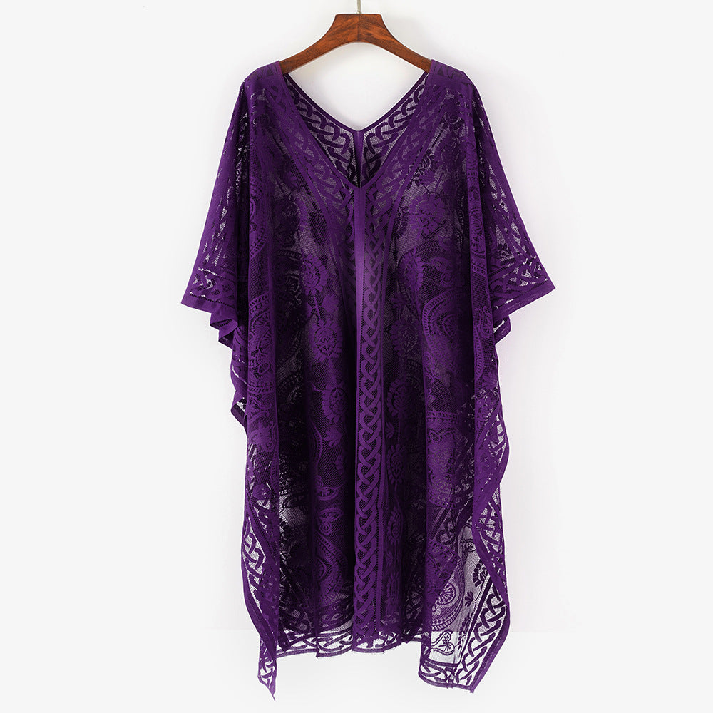 Pattern Ventilation High-grade Sense Sun Protection Shirt - Purple / 95×106cm