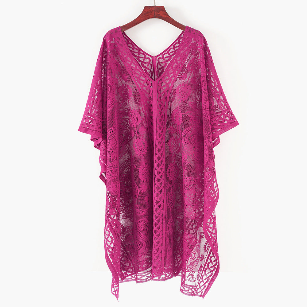 Pattern Ventilation High-grade Sense Sun Protection Shirt - Rose Red / 95×106cm