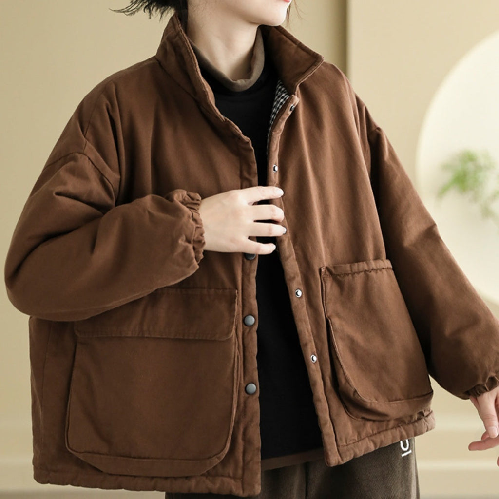 Women’s Thickening Plus Size-pocket Loose And Warm Cotton-padded Jacket