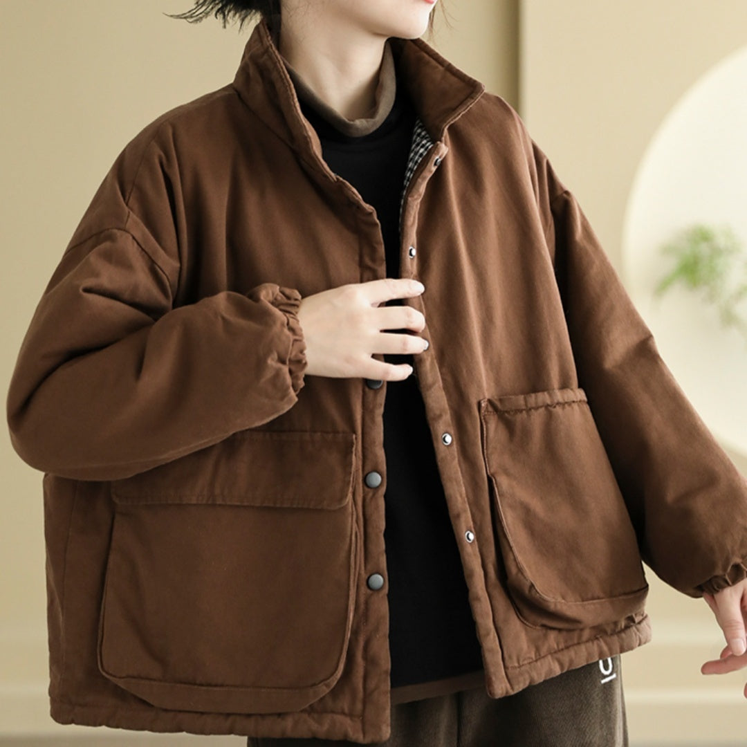 Women’s Thickening Plus Size-pocket Loose And Warm Cotton-padded Jacket