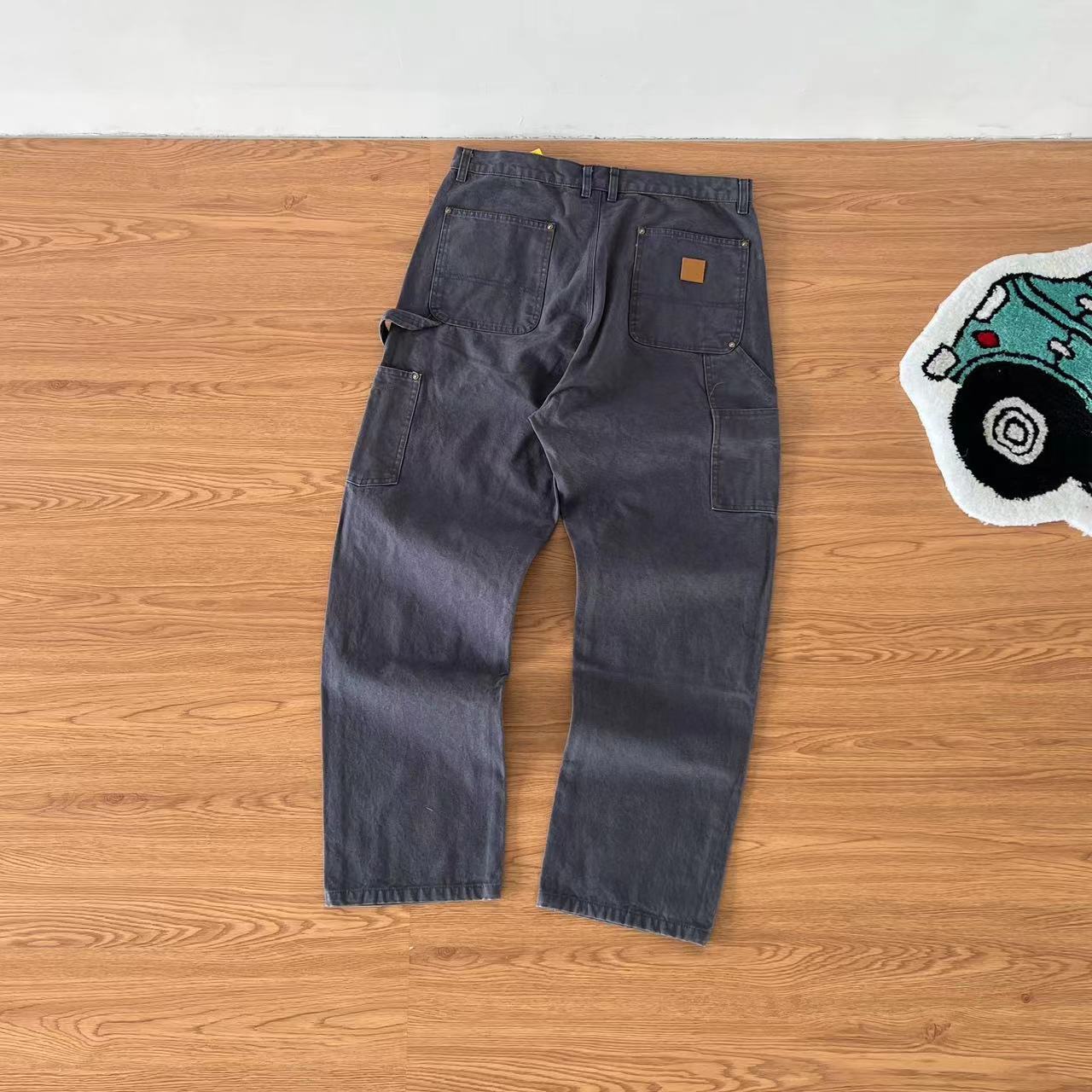 American Casual Heavy Multi-functional Logging Pants Cargo Canvas - Gray Blue / S