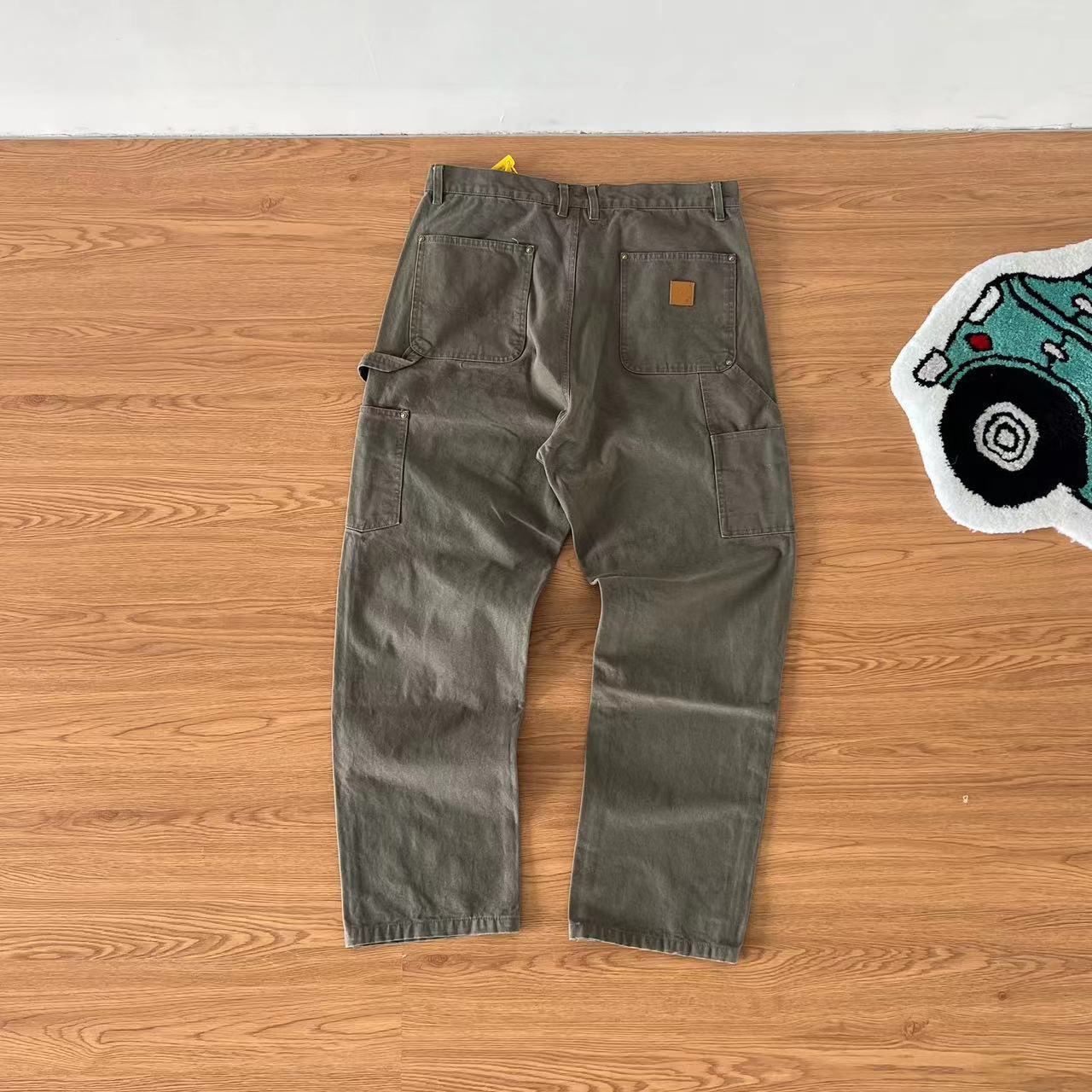 American Casual Heavy Multi-functional Logging Pants Cargo Canvas - Green / S