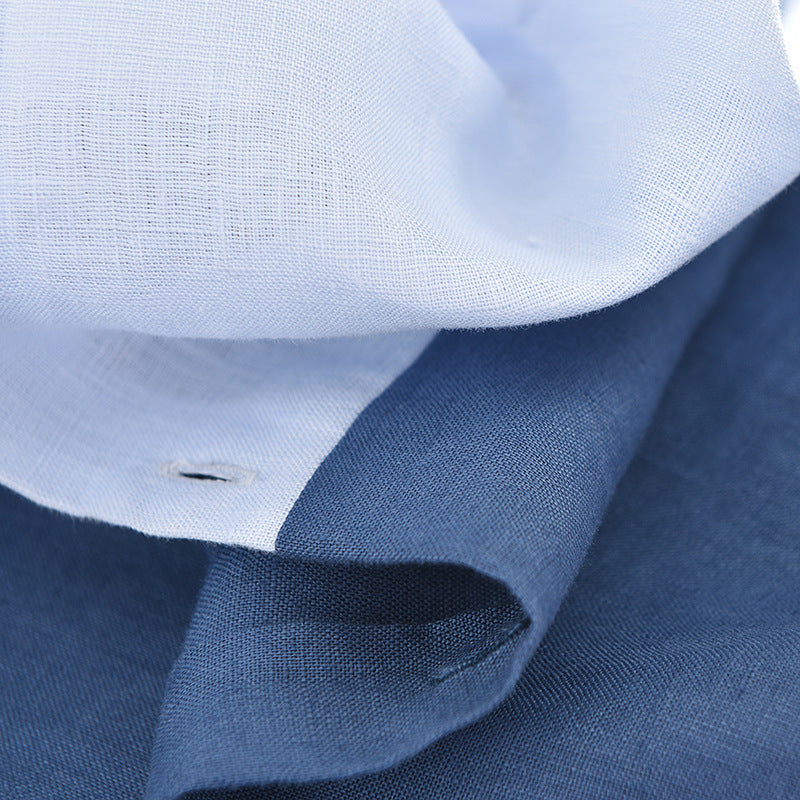 Men’s Patchwork Linen Short Sleeve Shirt