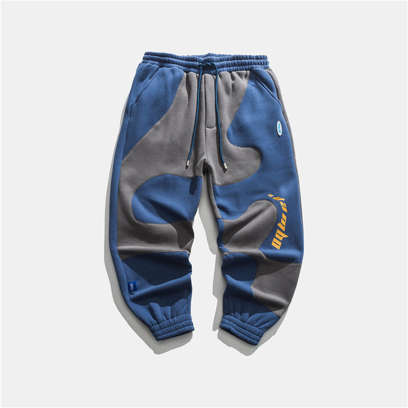 Men’s Casual Pants Japanese Street Contrast Stitching - Blue gray / M