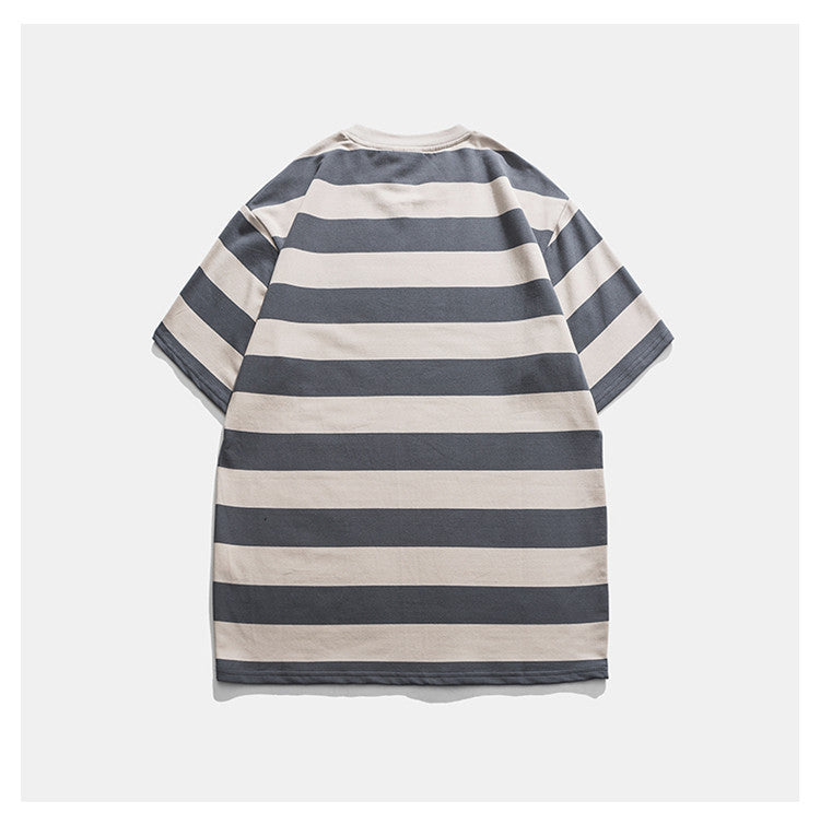 New Striped Short Sleeve Retro Striped Men