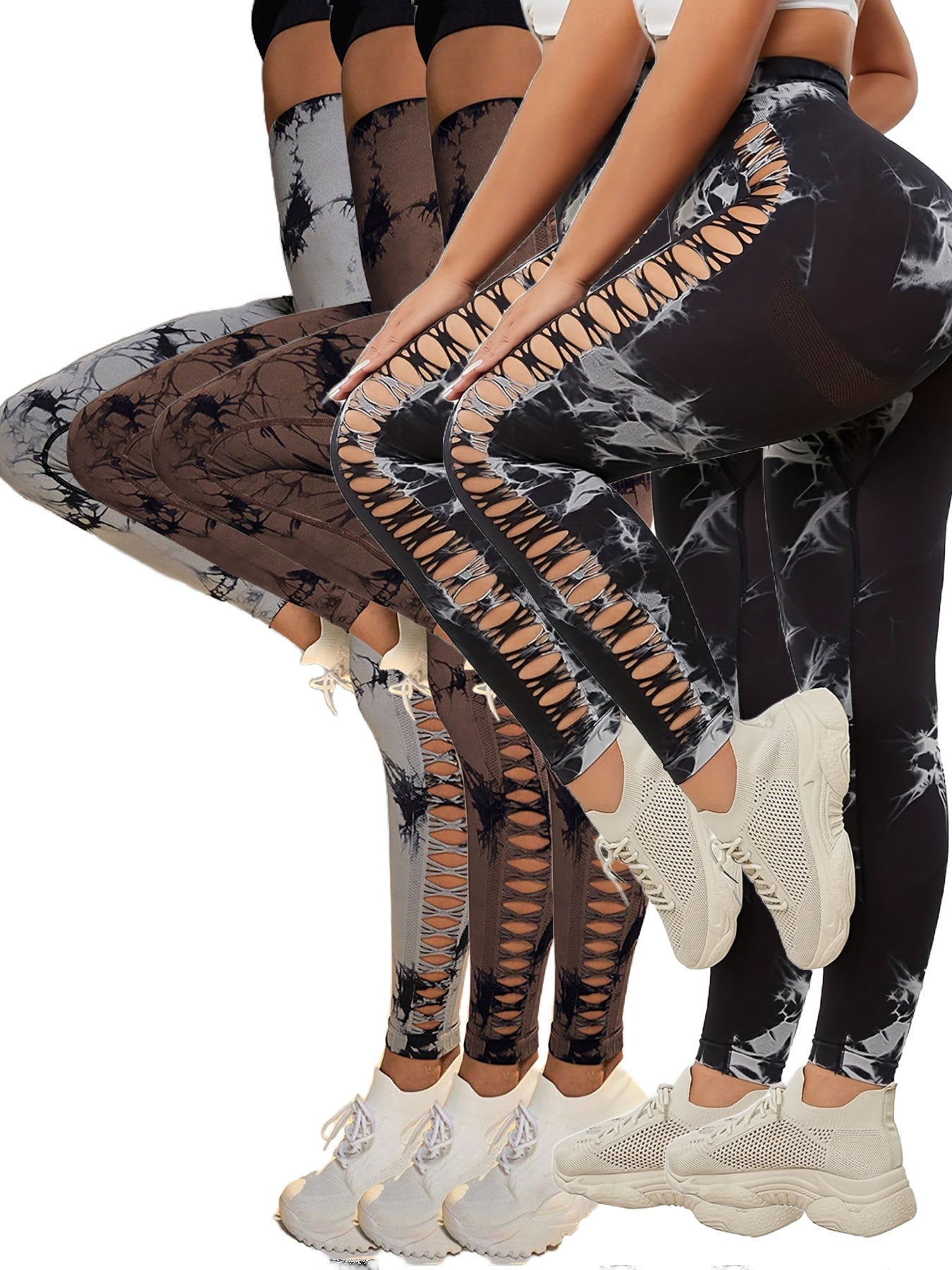 Juicy Peach Butt Lift Yoga Pants Womens Tie Dye Leggings - 5PACK2 / S - 5