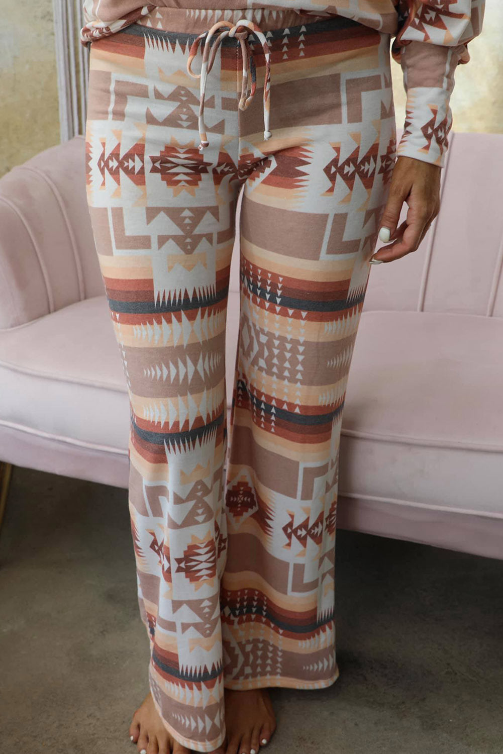Pullover Long Sleeve Printed Two-piece Suit Homewear