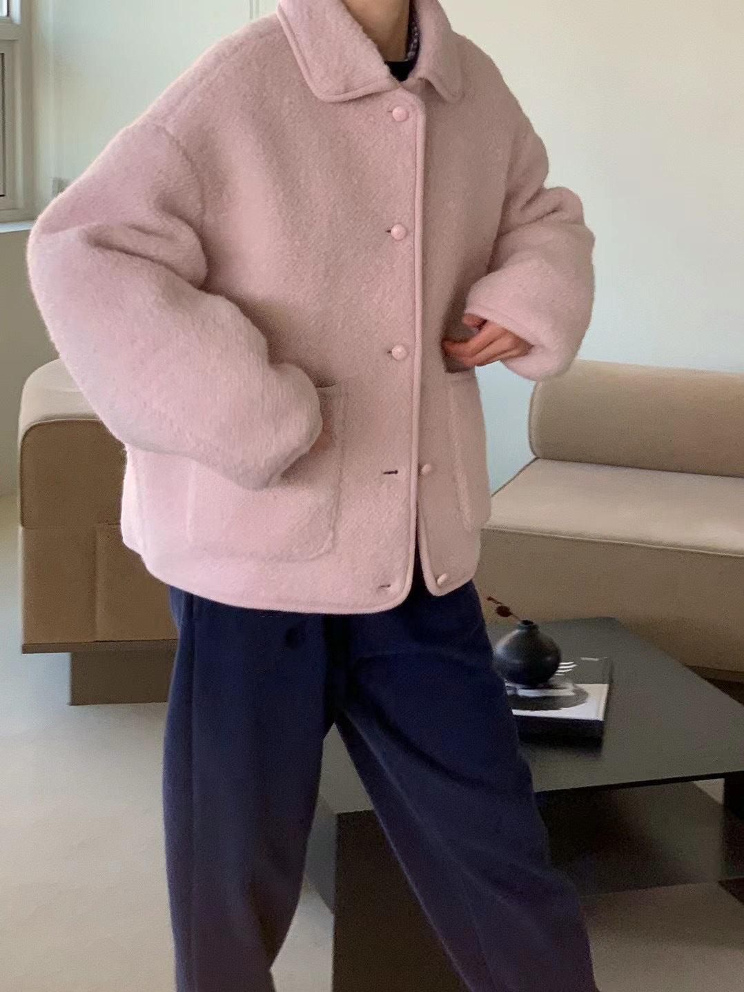 Cute Fashion Winter Coat For Women - Pink / Free Size