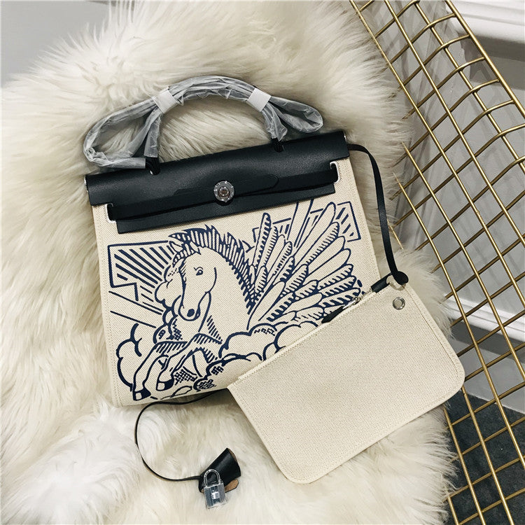 Kelly Canvas Graffiti Bag Steal The Show - Beige
