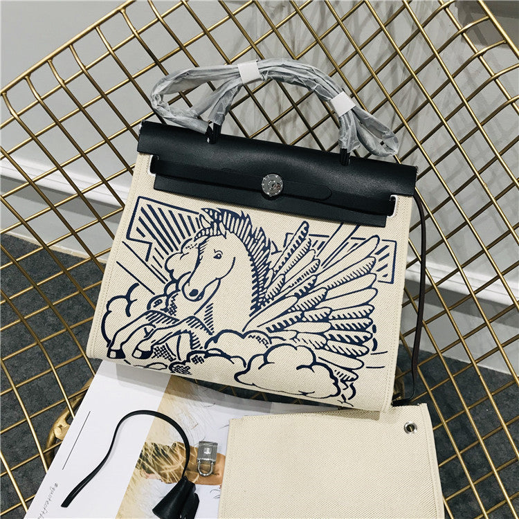 Kelly Canvas Graffiti Bag Steal The Show - Beige