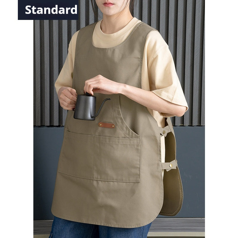 Coffee Shop Milk Tea Shop Hair Overclothes Vest - Khaki / Free Size