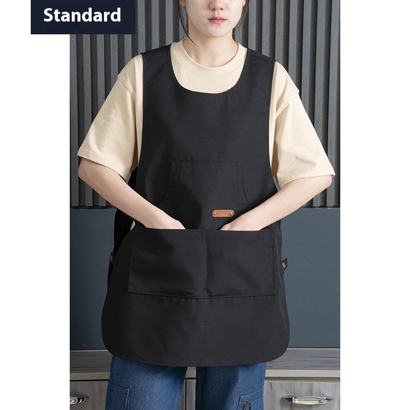 Coffee Shop Milk Tea Shop Hair Overclothes Vest - Black / Free Size
