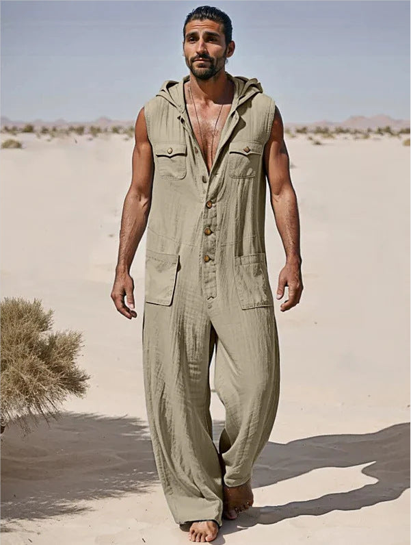 Men’s Casual Jumpsuit - Khaki / S