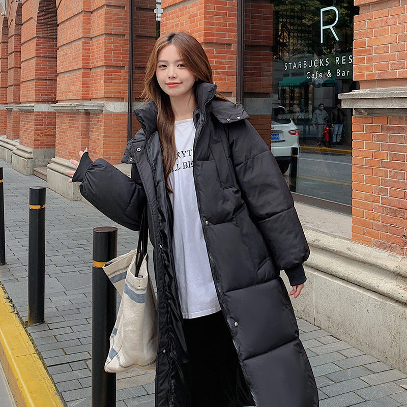 Loose Fashion Hong Kong Style Student Down Jacket - Black / S