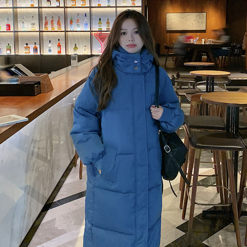 Loose Fashion Hong Kong Style Student Down Jacket - Blue / S