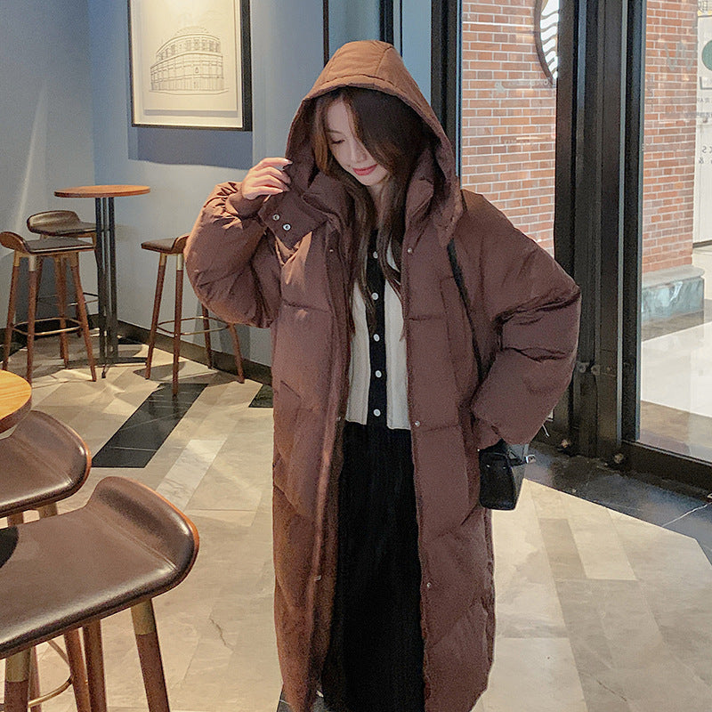 Loose Fashion Hong Kong Style Student Down Jacket - Brown / S