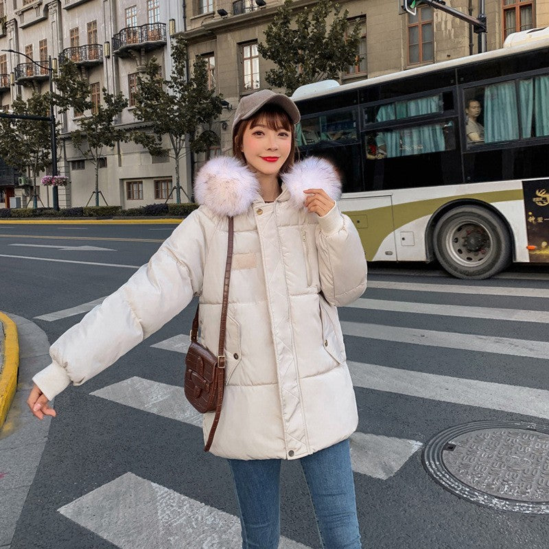 Women’s Cotton-padded Coat Korean Big Fur Collar