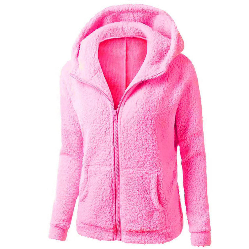Fleece Sweatshirt Berber Fleece Jacket - Dark Pink / S