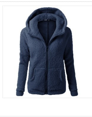 Fleece Sweatshirt Berber Fleece Jacket - Navy Blue / S