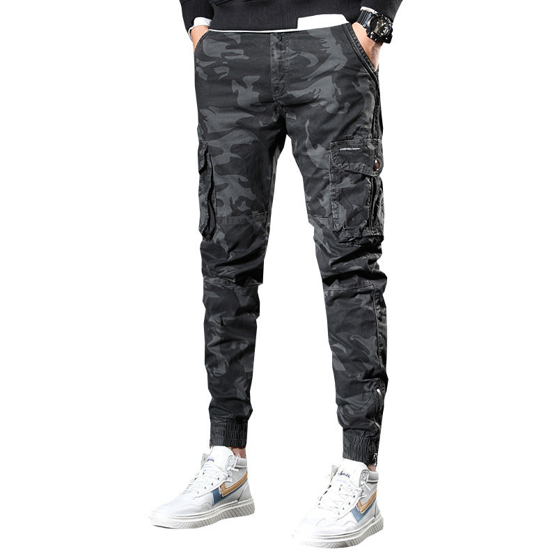 Men’s slim overalls Korean casual pants shot by youth