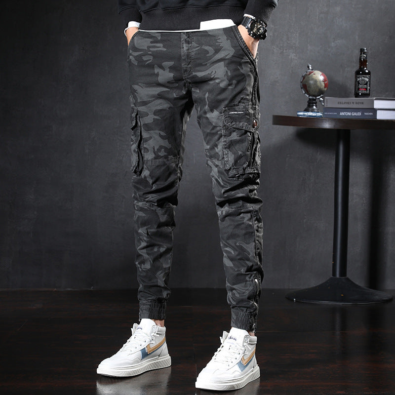 Men’s slim overalls Korean casual pants shot by youth