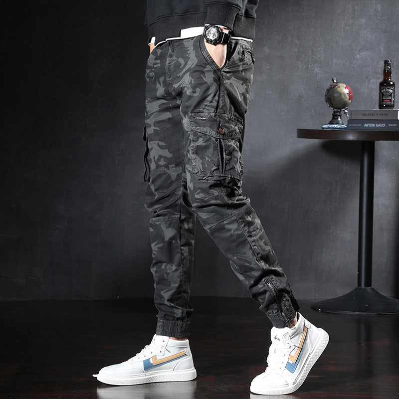 Men’s slim overalls Korean casual pants shot by youth