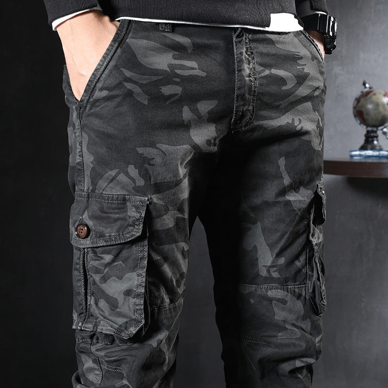 Men’s slim overalls Korean casual pants shot by youth