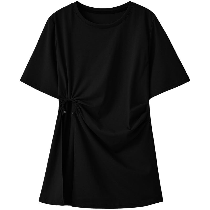 Cotton Irregular Split Short-sleeved T-shirt Women’s Summer