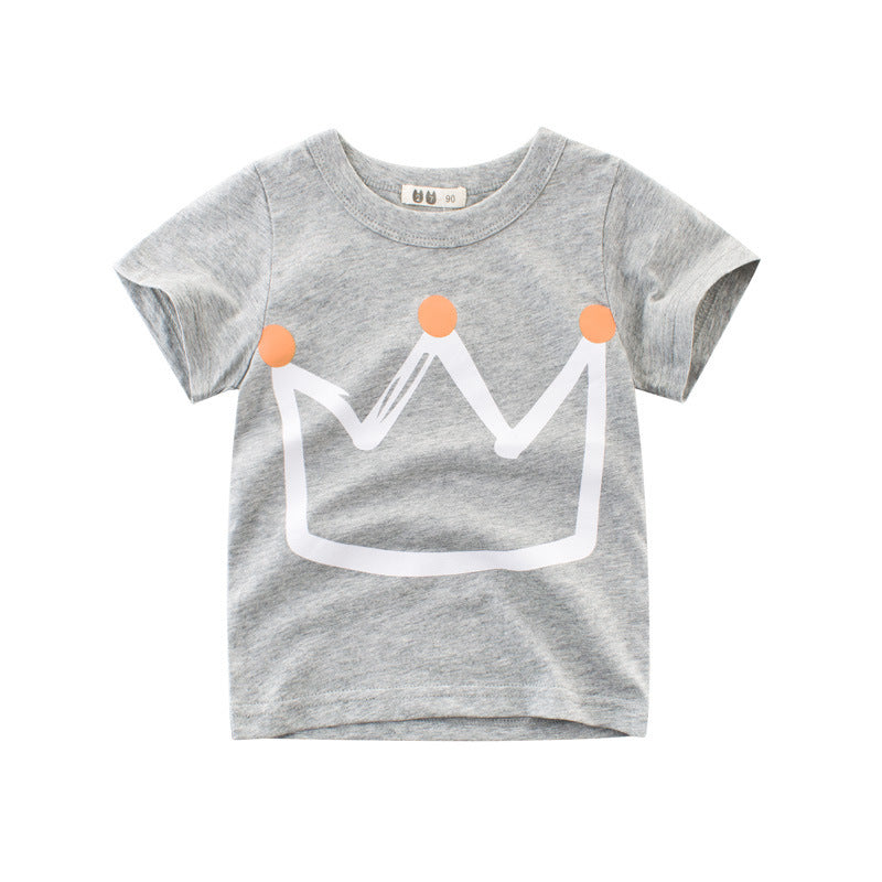 Summer New Boys’ Short Sleeve T-shirt Children’s T-shirt - Grey / 130CM