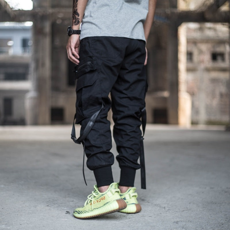 Concealed beam pants men’s tide brand Yu Wenle multi-pocket tooling trousers loose Harlan camouflage casual paratrooper