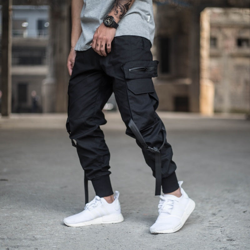 Concealed beam pants men’s tide brand Yu Wenle multi-pocket tooling trousers loose Harlan camouflage casual paratrooper