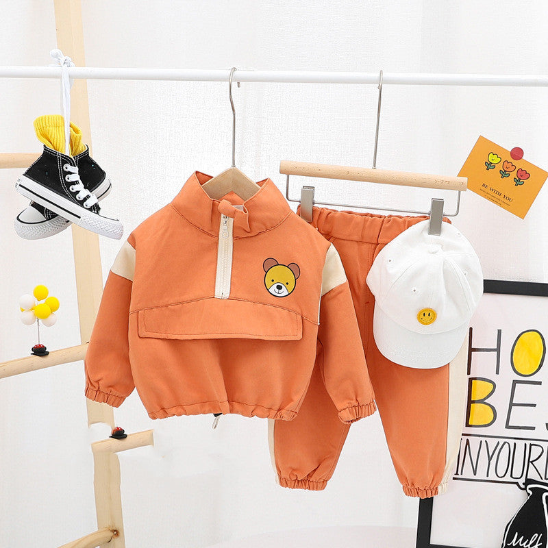 Children’s Clothing Boys’ Sweater Spring And Autumn Western Style Children - Orange / 80cm