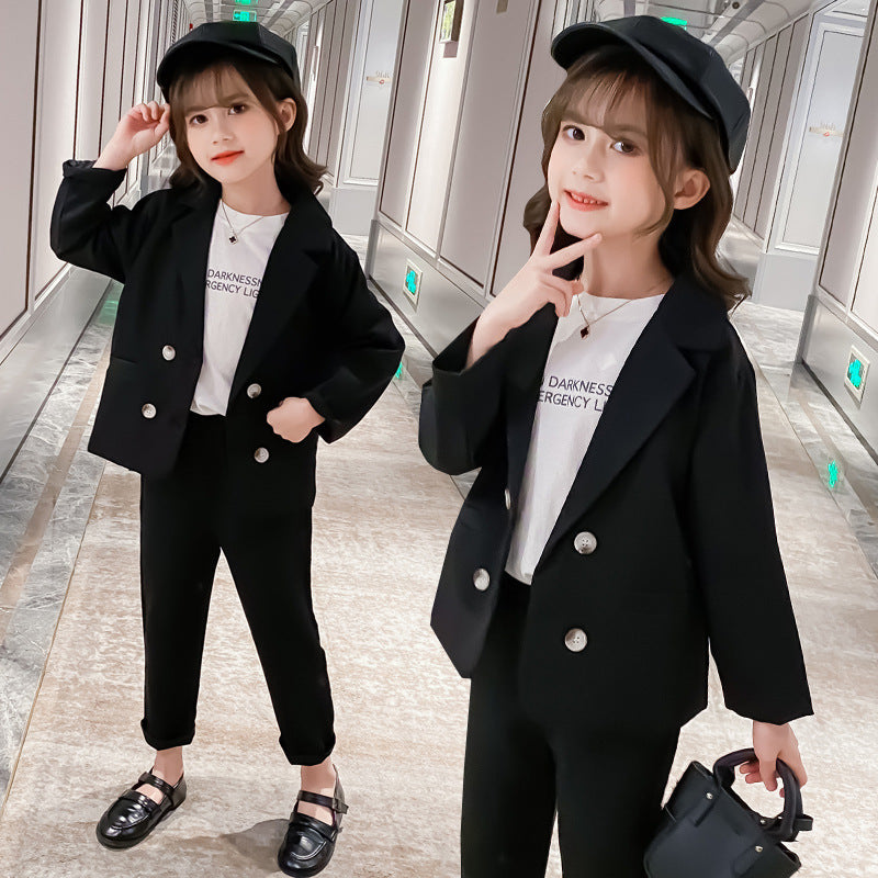 Girl suit two-piece suit - Black / 110cm