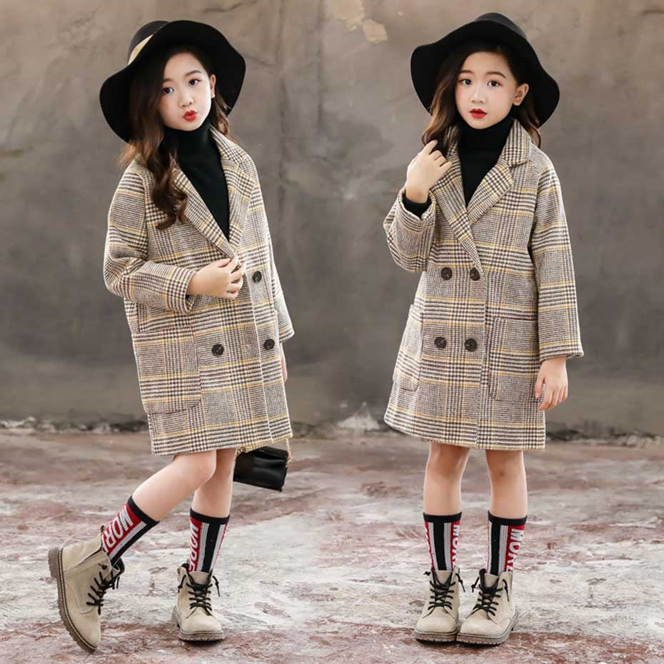 Girls woolen coat - Khaki / 110cm