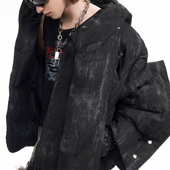 Dark Structure Old Cold-proof Niche Designer Men’s Hooded Cotton Coat Jacket