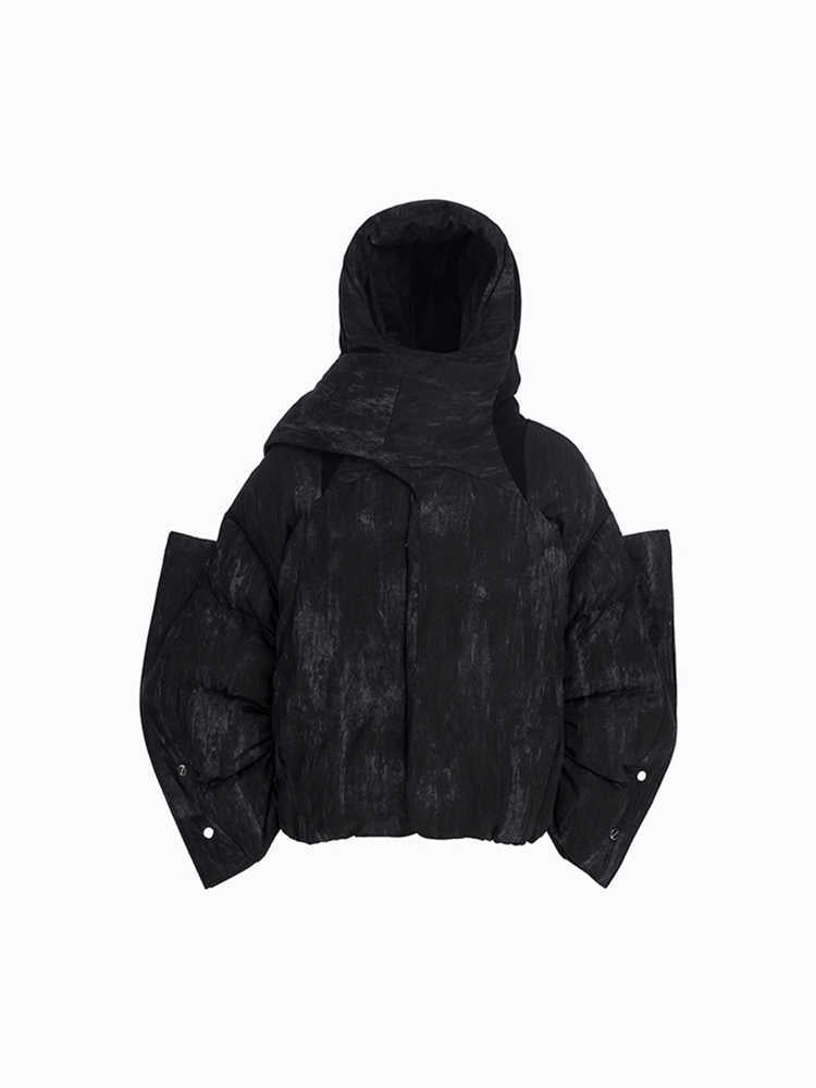 Dark Structure Old Cold-proof Niche Designer Men’s Hooded Cotton Coat Jacket - Picture Color / S