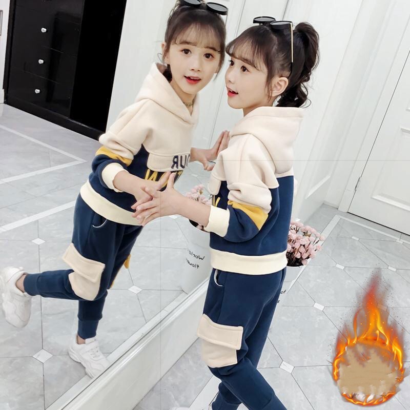 Boys and girls clothing plus fleece jacket hooded sweater - Girl Blue thick / 150cm