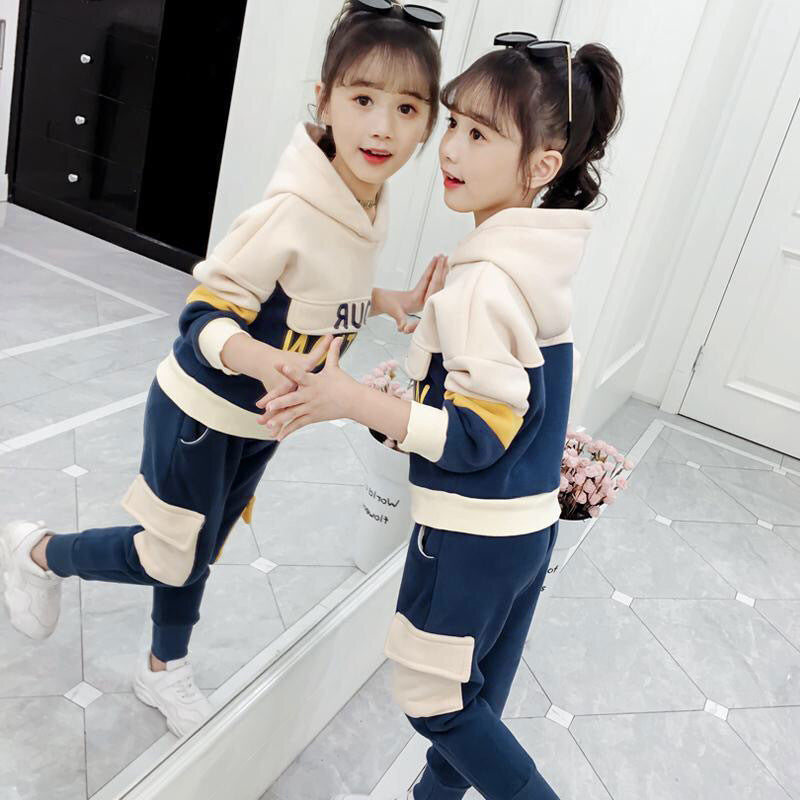 Boys and girls clothing plus fleece jacket hooded sweater - Girl Orange thin / 160cm