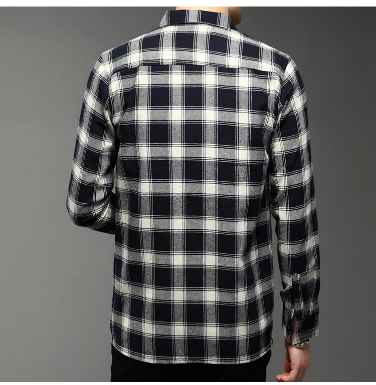 Casual Lapel Plaid Men’s Long Sleeve Shirt