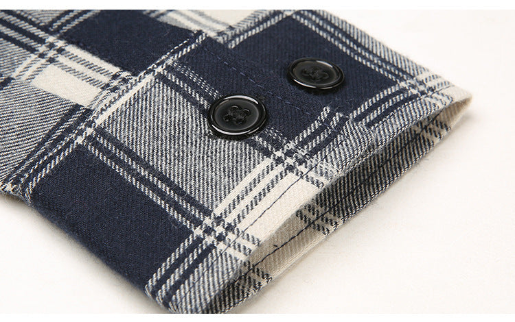 Casual Lapel Plaid Men’s Long Sleeve Shirt