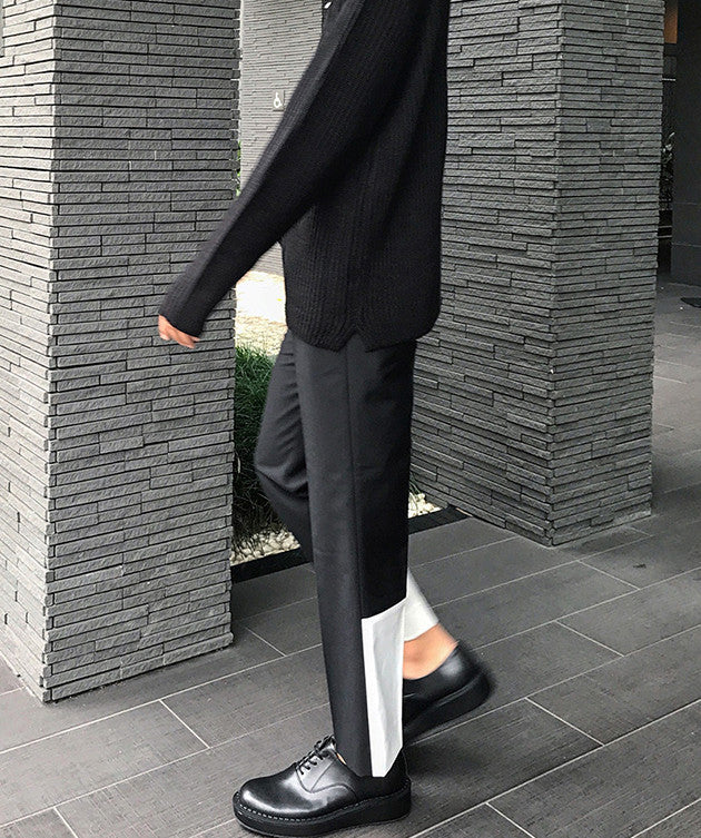 Casual Men’s Loose Straight Drape Nine-point Stitching Trousers