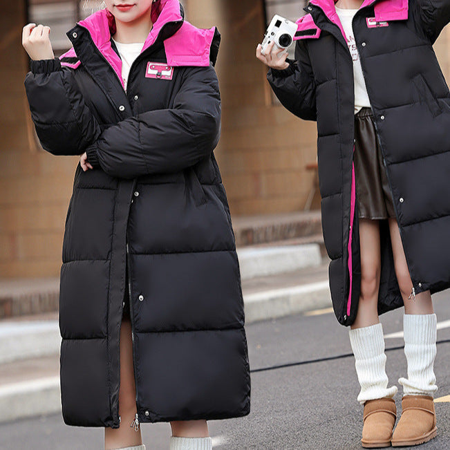 Korean Style Loose Cotton Coat - Black / M