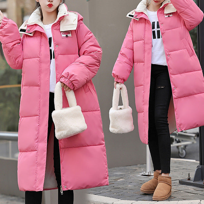 Korean Style Loose Cotton Coat - Pink / M