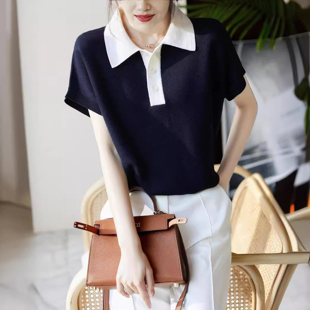 Women’s Korean-style Polo Collar Top