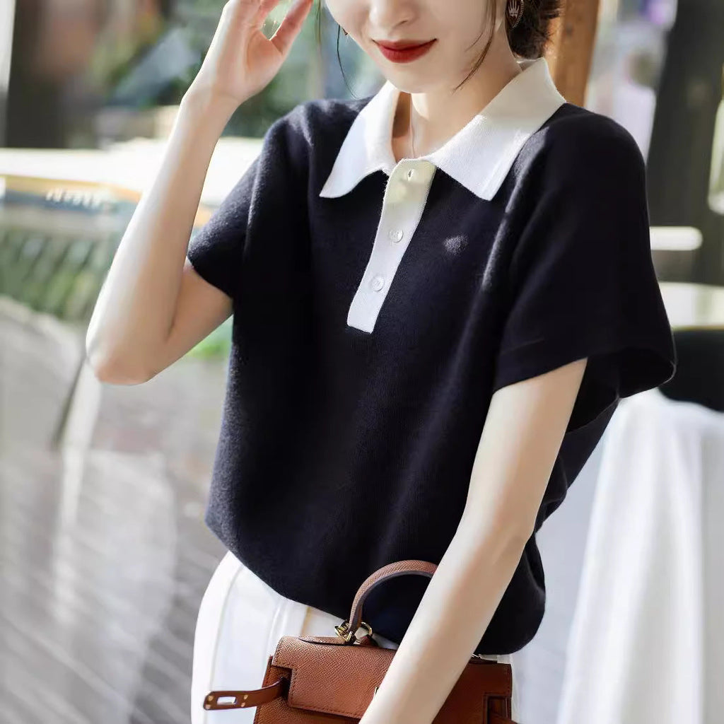 Women’s Korean-style Polo Collar Top