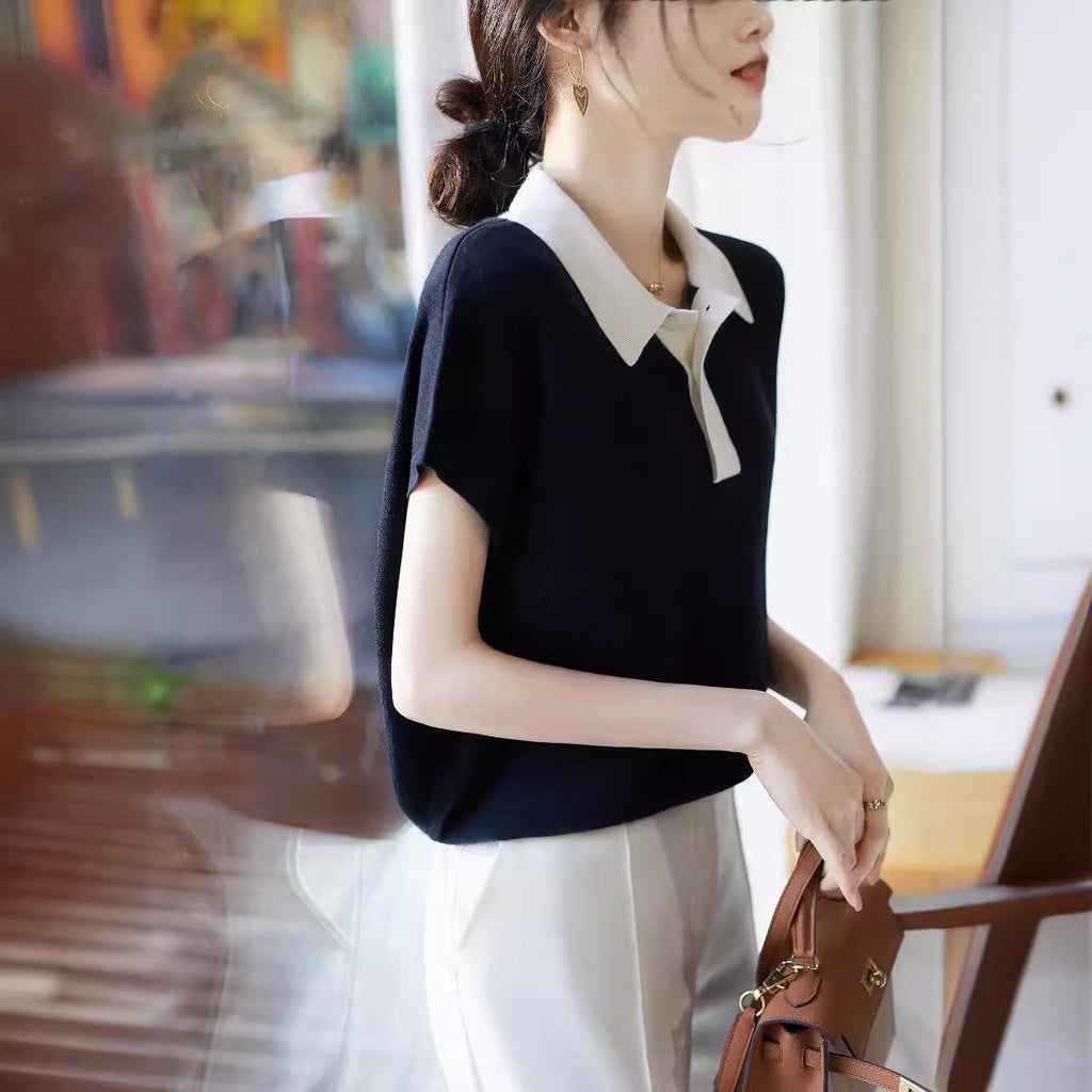 Women’s Korean-style Polo Collar Top