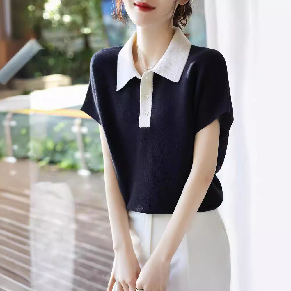 Women’s Korean-style Polo Collar Top