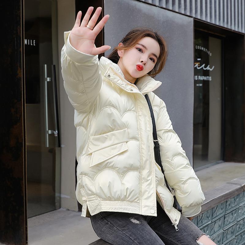 Women’s Cotton-padded Coat Korean Style Quilted Jacket Stand Collar Cotton-padded Jacket - Beige / M