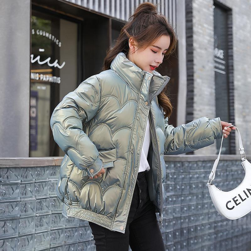 Women’s Cotton-padded Coat Korean Style Quilted Jacket Stand Collar Cotton-padded Jacket - Green / M